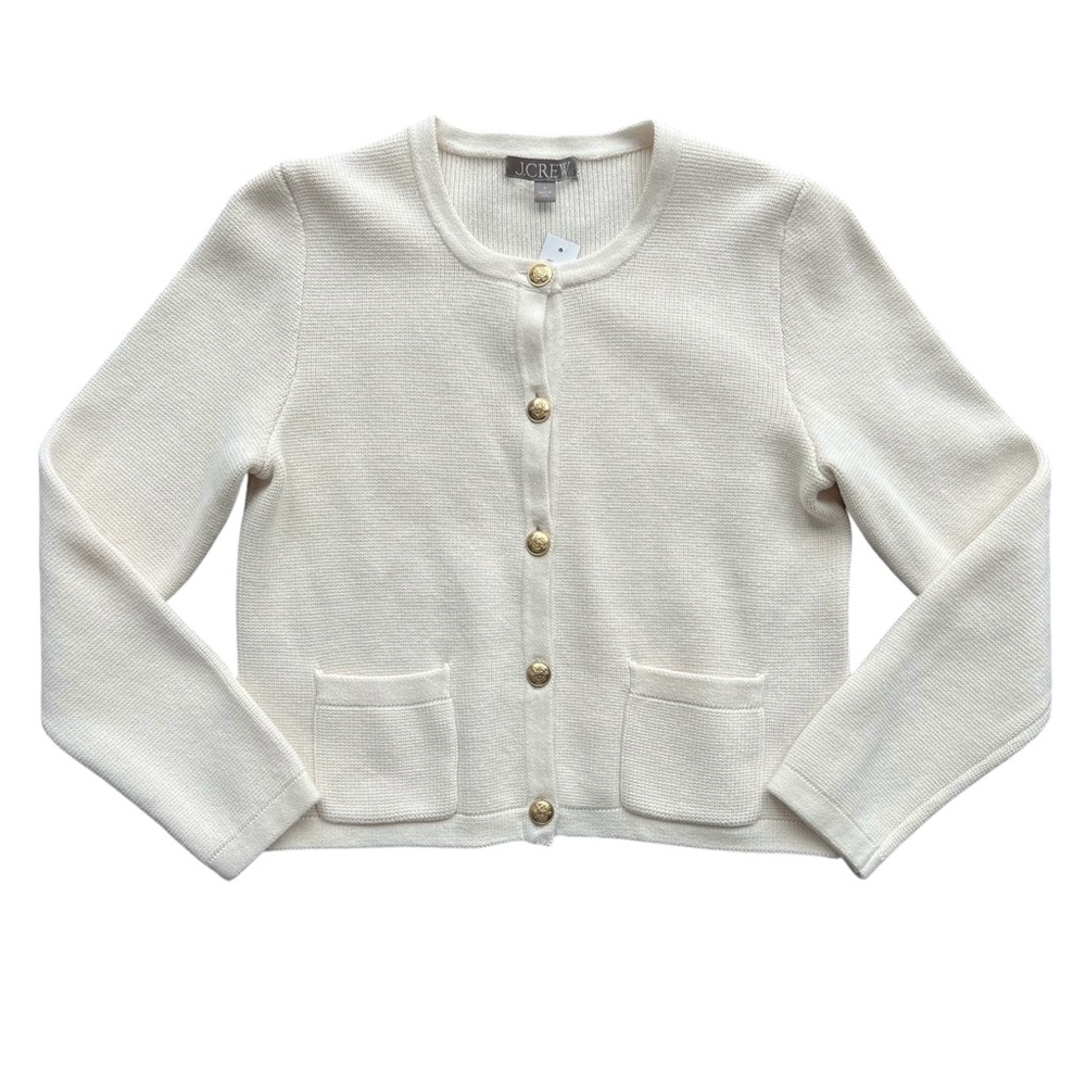 J.Crew Nautical Cream Cardigan with Gold Buttons Small